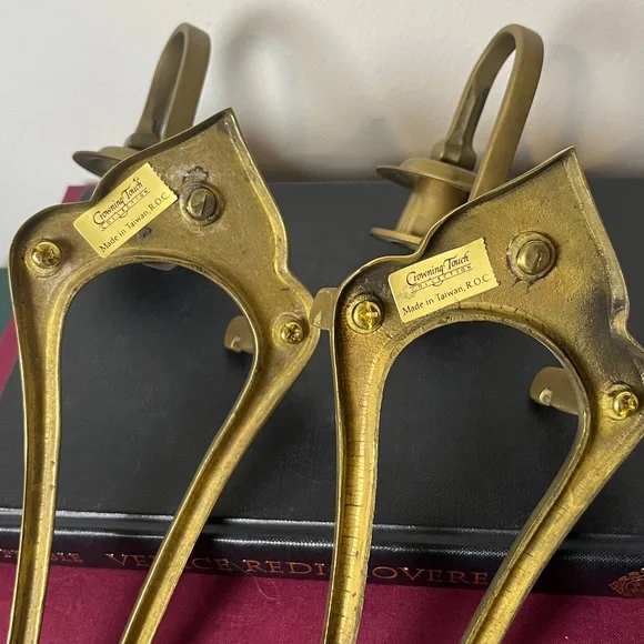 Crowning Touch Solid Brass Vintage Candlestick Wall‎ Sconces w Plate Display
